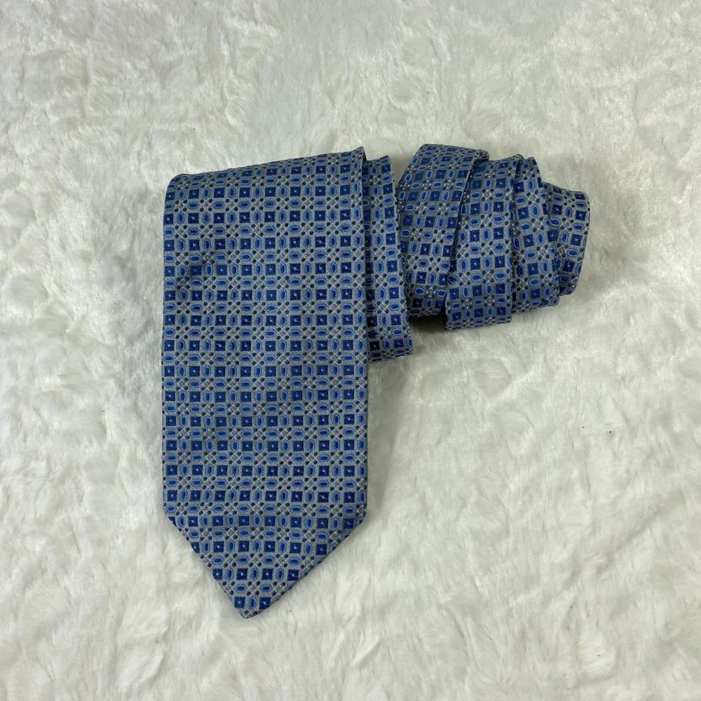 Jos.A.Bank Signature Collection - Silk Necktie Designer Geometric Tie Italy - Picture 2 of 4